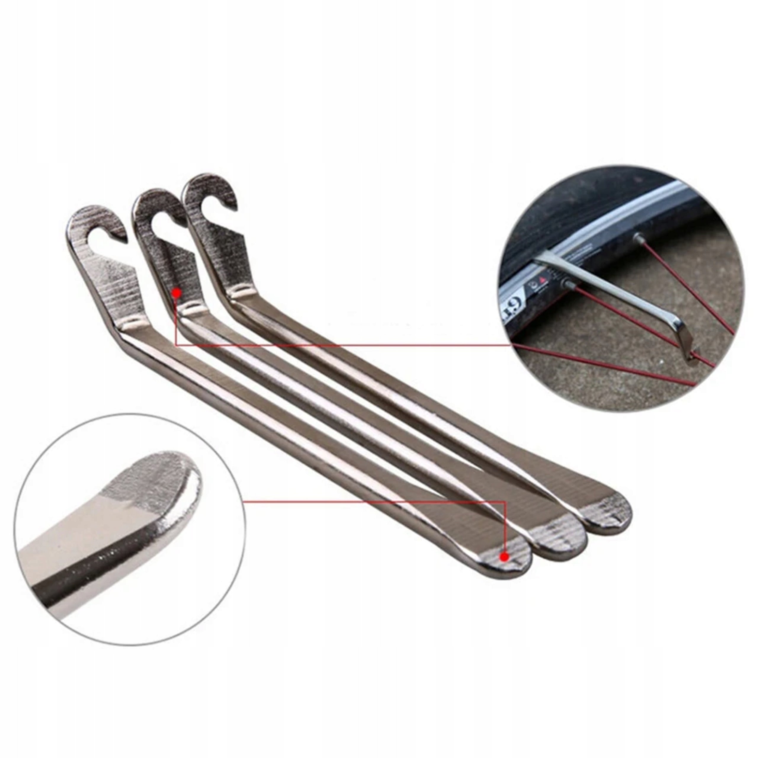 Set of bicycle spoons for tires and inner tubes 3x metal buckets for service Manufacturer code ŁYŻKI METALOWE 3 SZT.