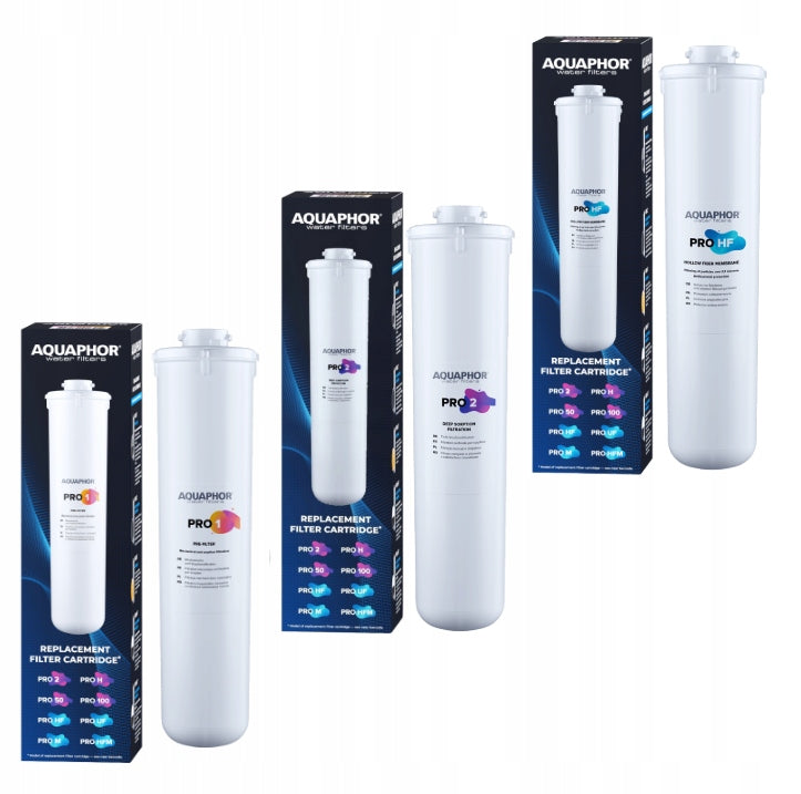 Set of cartridges Pro 1, Pro 2, Pro HF for water filter ECO PRO Aquaphor, set Packaging status original