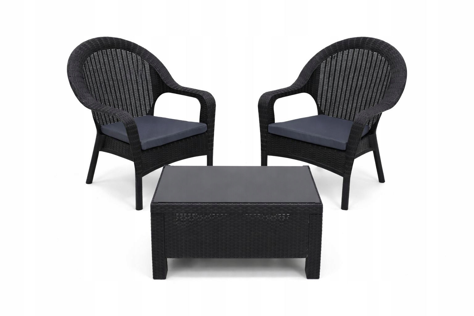 Set of comfortable garden chairs Anthracite 2 Armchairs+coffee table AURA Packaging status original