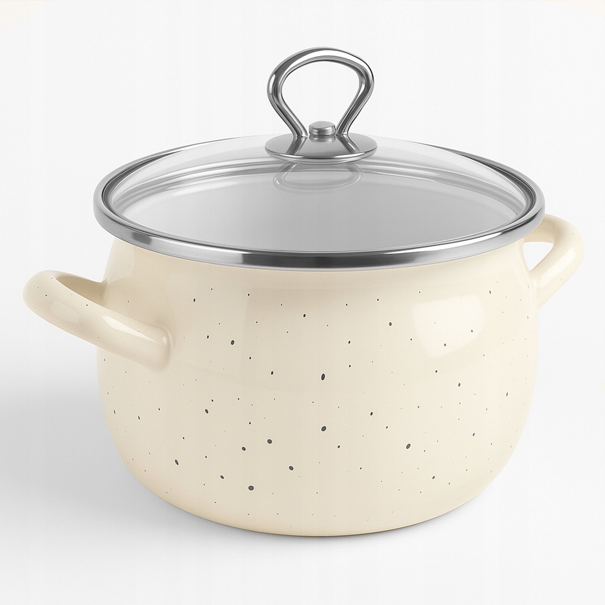 Set of cream enamel pots Helena 10 piece marble Brand Silesia Emalia