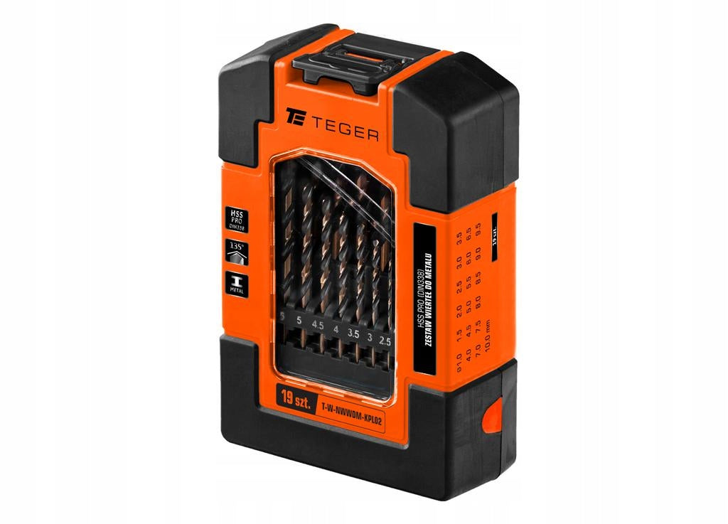 Set of drill bits for metal - HSS PRO (DIN 338) (19 PCS) / TEGER