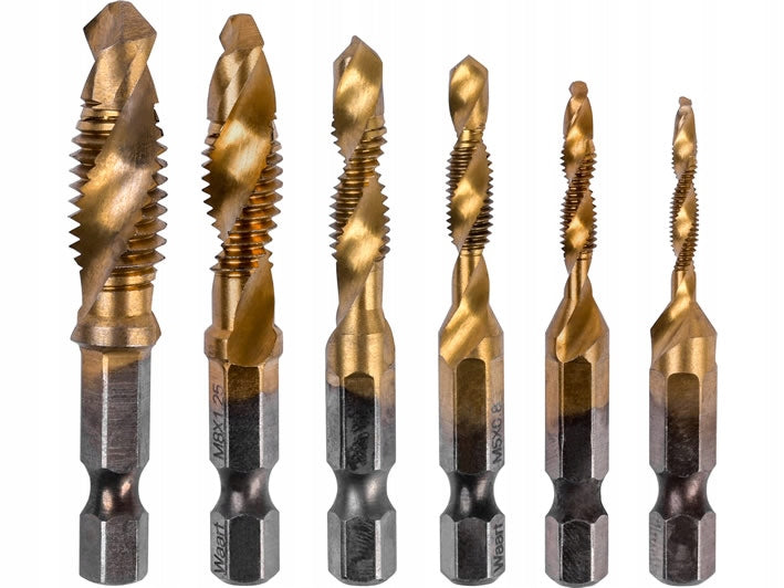 Set of drill bits for tap threads M3 - M10 quick change Hex handle