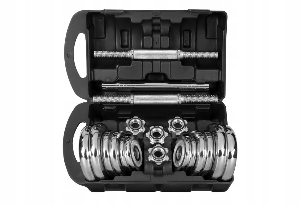 Set of dumbbells Alpin DB-20KG dumbbells 2x10 kg adjustable chrome suitcase