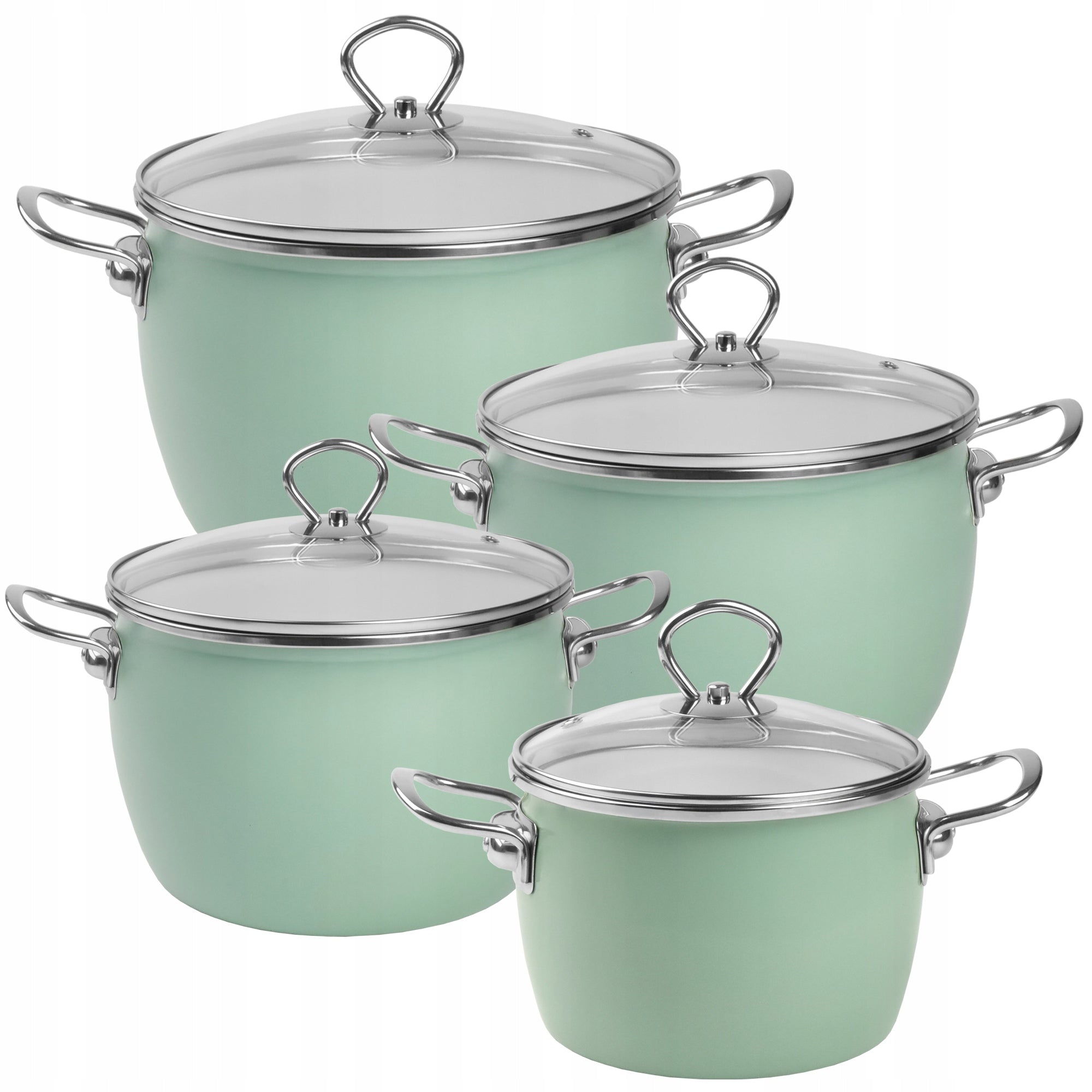 Set of enamel pots 2,3L 3L 4L 5L celadon INDUCTION GAS MARYNA Manufacturer code 5905155024961