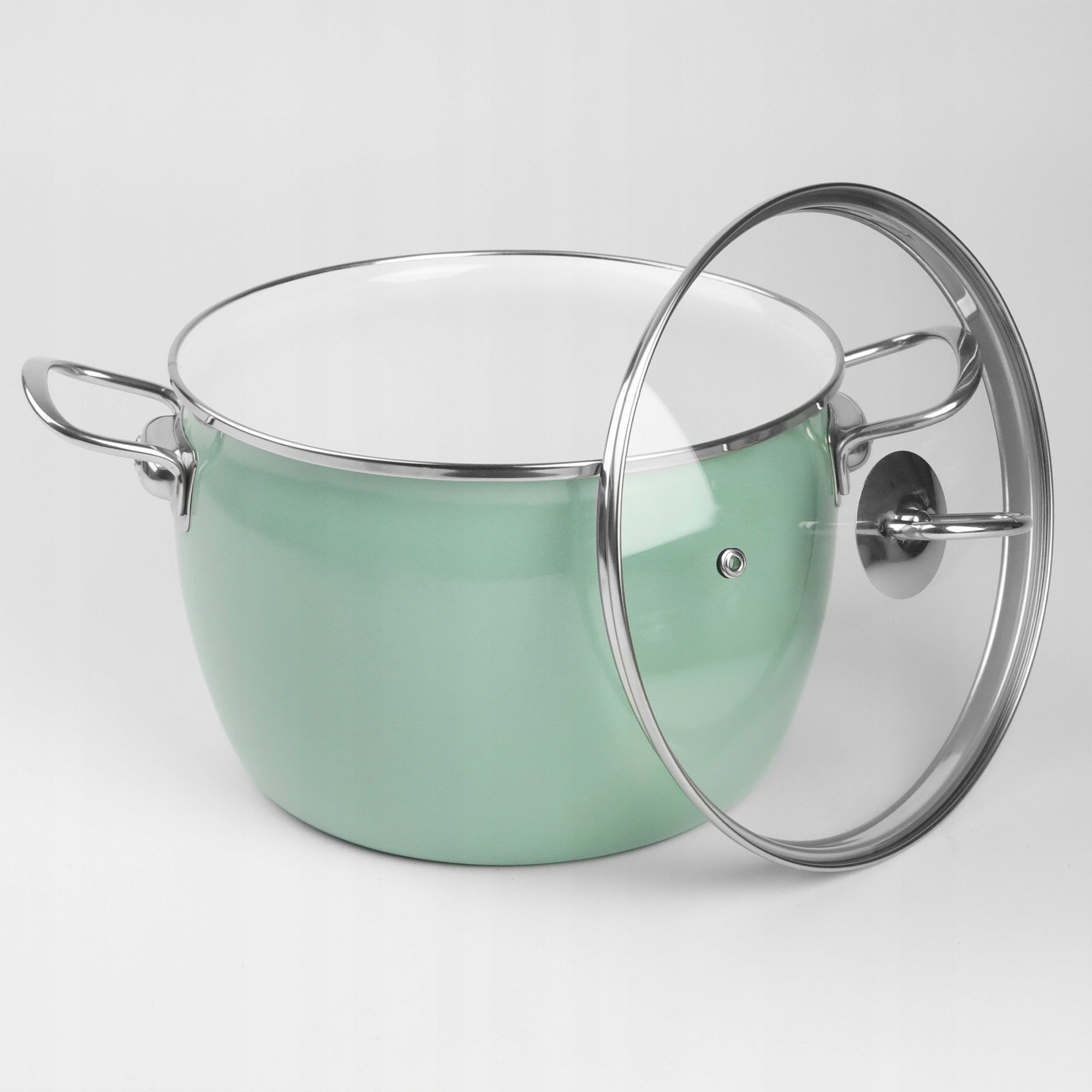 Set of enamel pots 2,3L 3L 4L 5L celadon INDUCTION GAS MARYNA Material enamel
