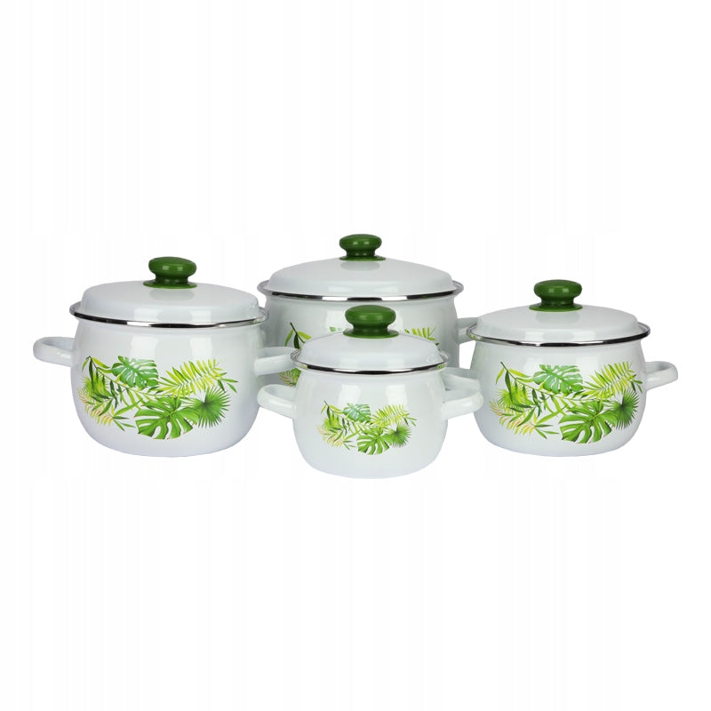 Set of enamel pots MONSTERA 8-piece induction gas EAN (GTIN) 5906358902674