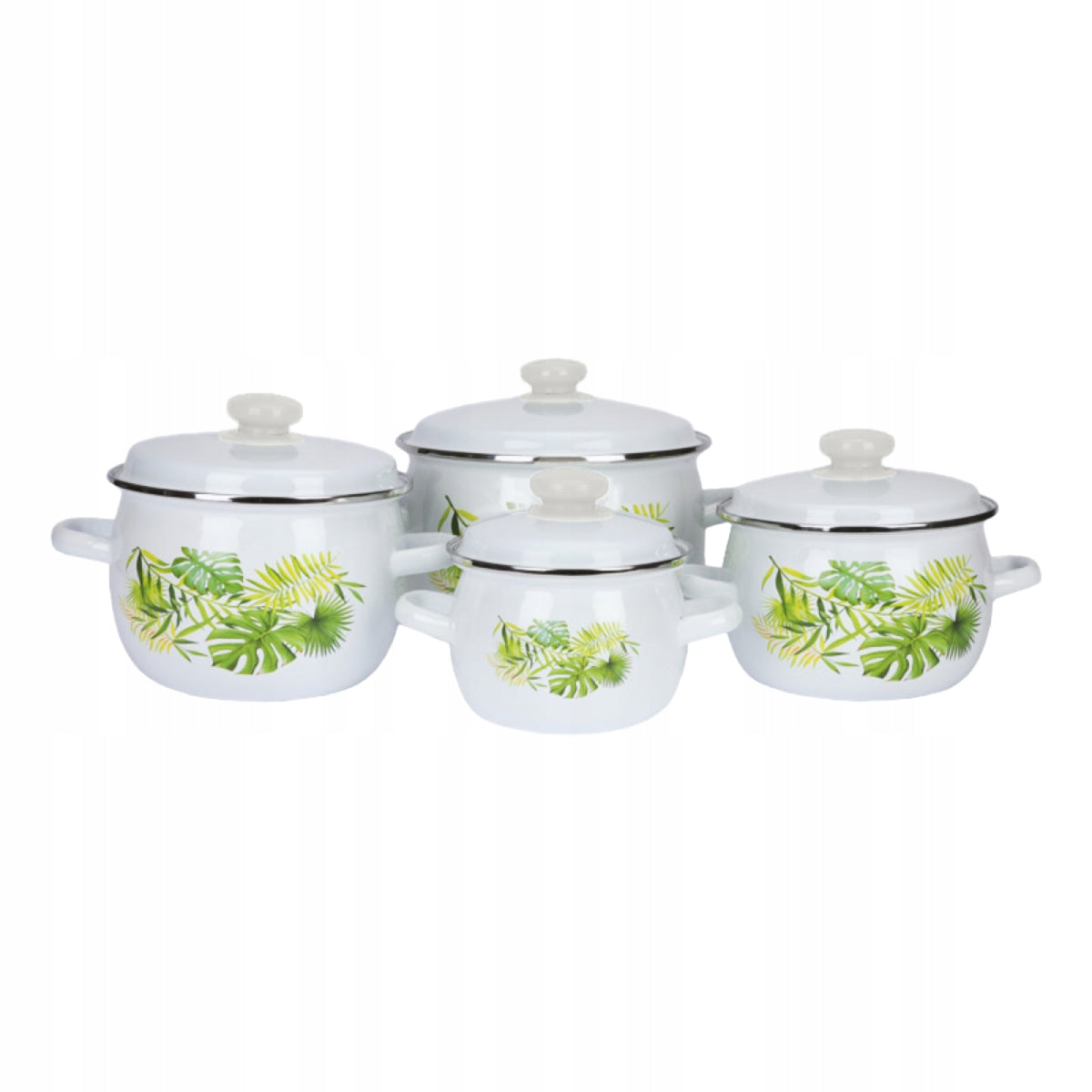 Set of enamel pots MONSTERA 8-piece induction gas
