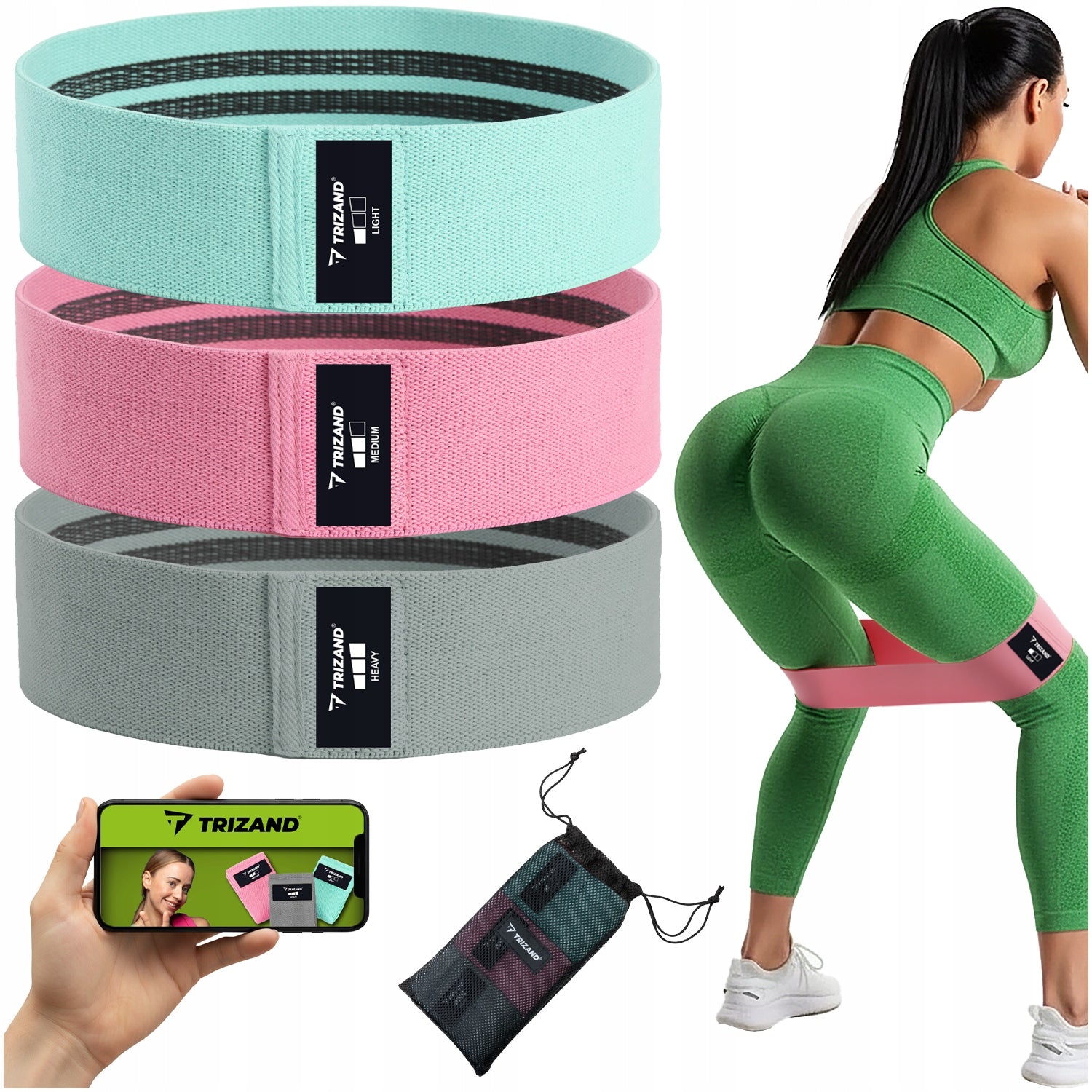 Set of exercise rubbers 3pcs Trizand 25876 Trizand