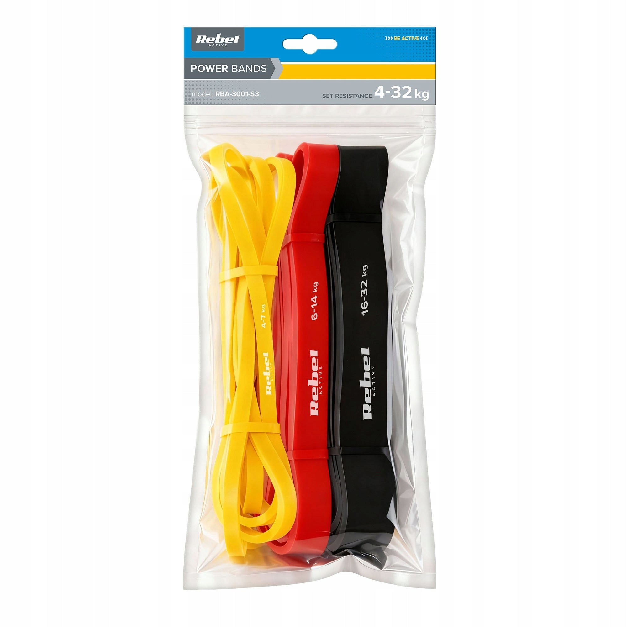 Set of exercise rubbers TPE Power Band PT-S3 4-32 kg 3 rubber TPE Rebel Color multicolor