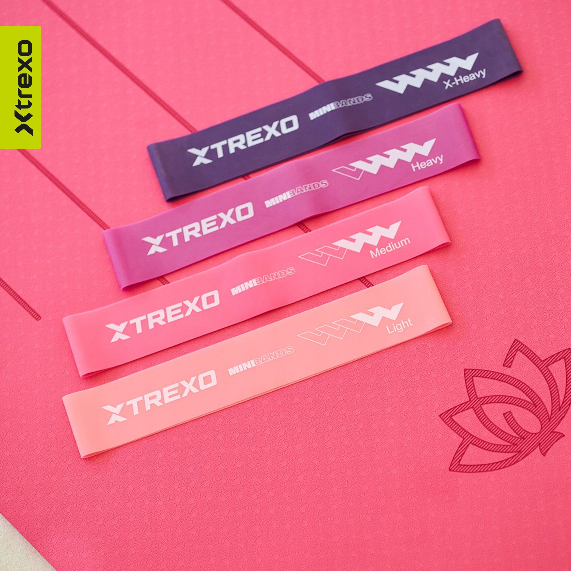 Set of exercise rubbers XTREXO Mini Power Band 5pcs FITNESS FOR TRAINING Length 60 cm