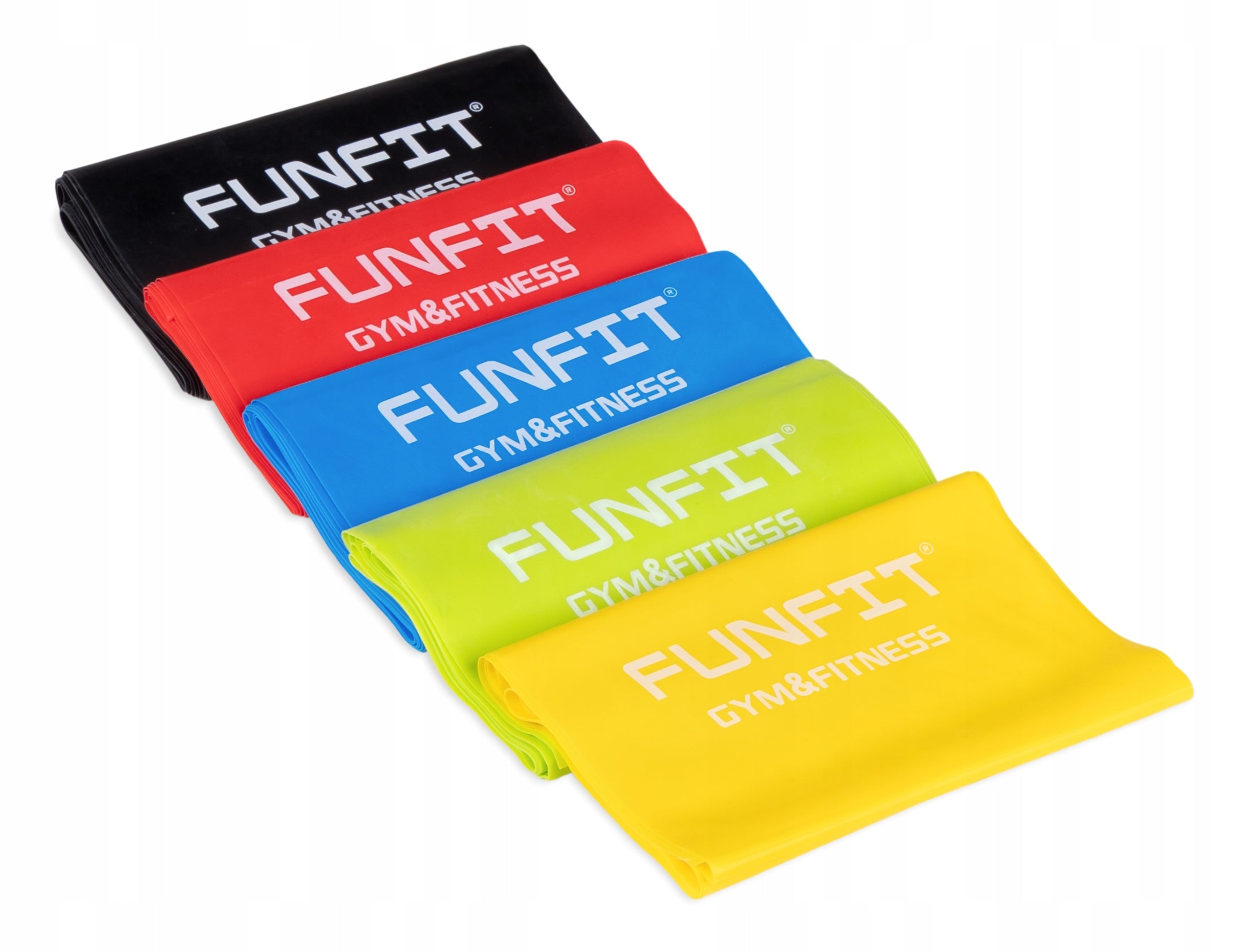 Set of exercise tapes 5pcs rubber for training and fitness 2M FUNFIT