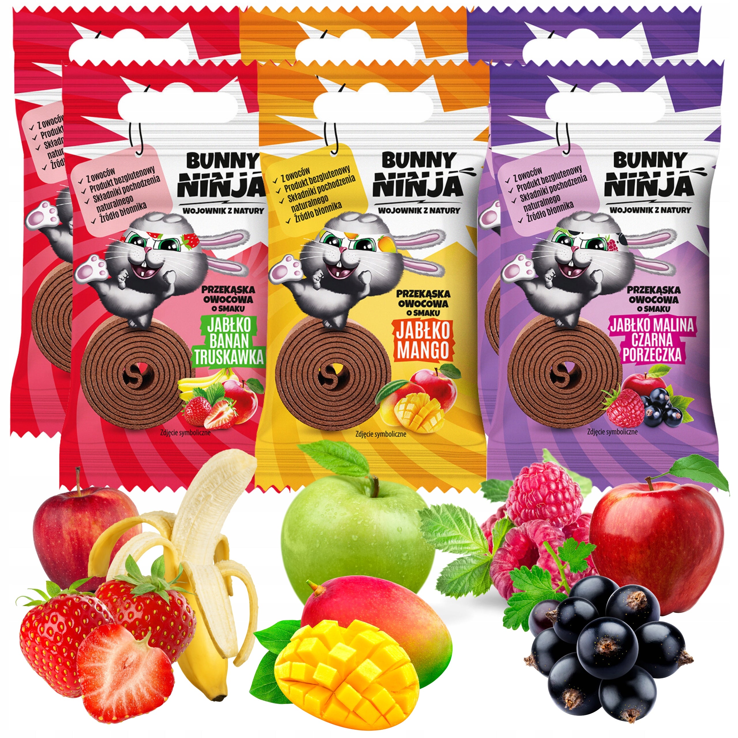 Set of fruit snack for children BUNNY 15g. MIX OF FLAVORS 6x