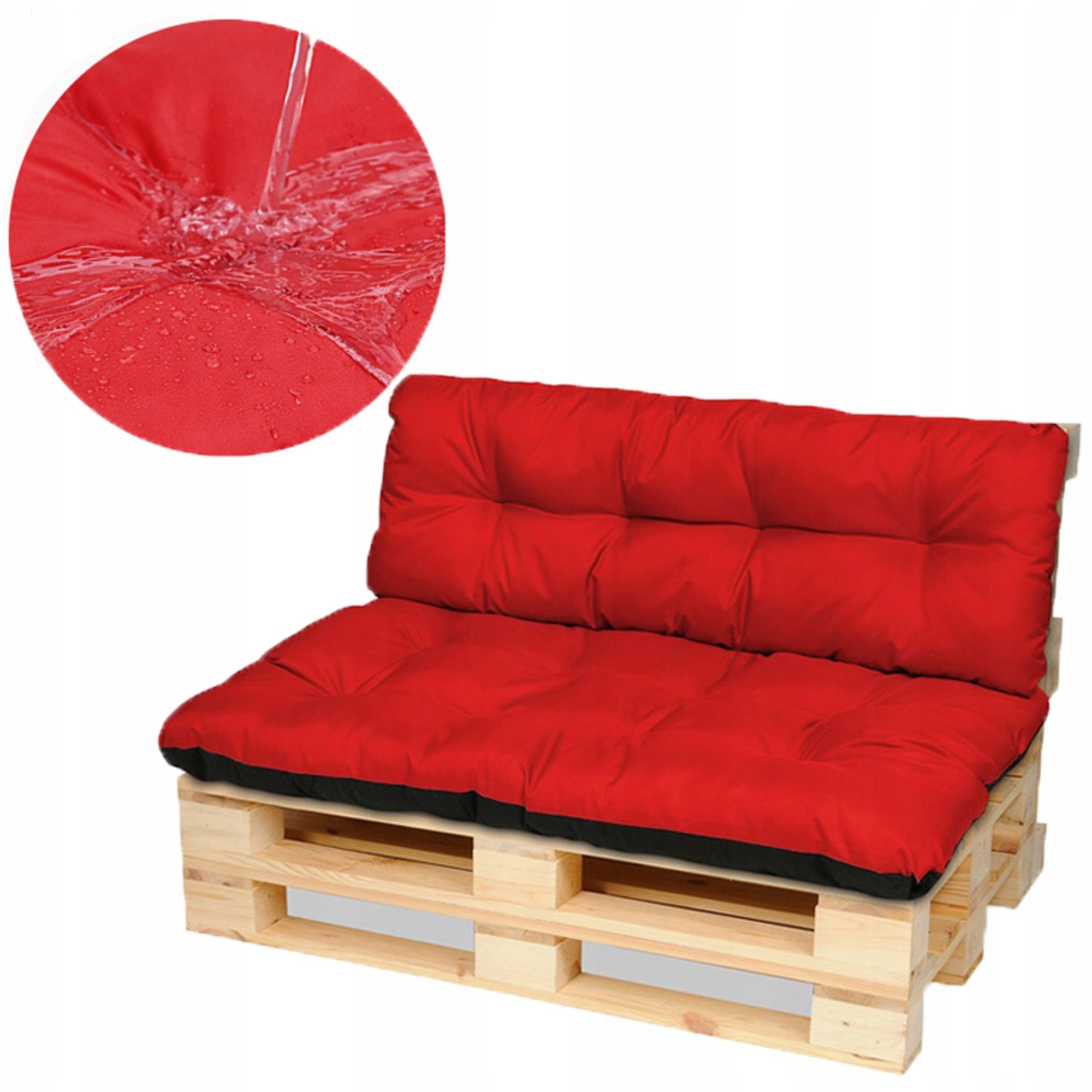 Set of garden cushions for furniture with pallets bench 120x80+120x38 RED