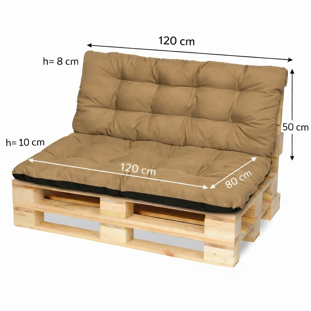 Set of garden cushions for furniture with pallets bench soft 120x80+120x50 BEIGE Packaging status original