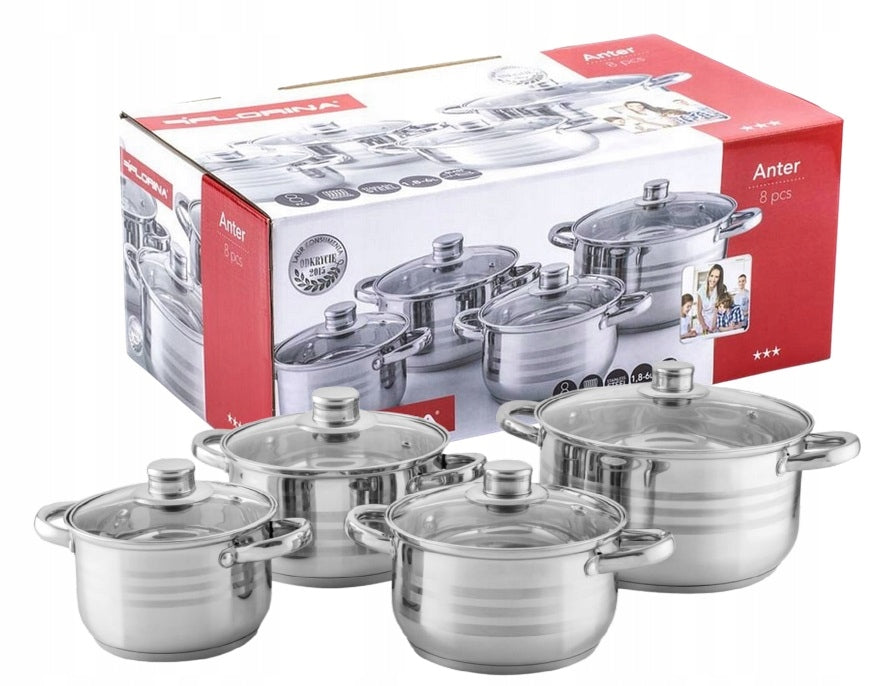 Set of kitchen pots and lids Florina Anter stainless steel 8 el.