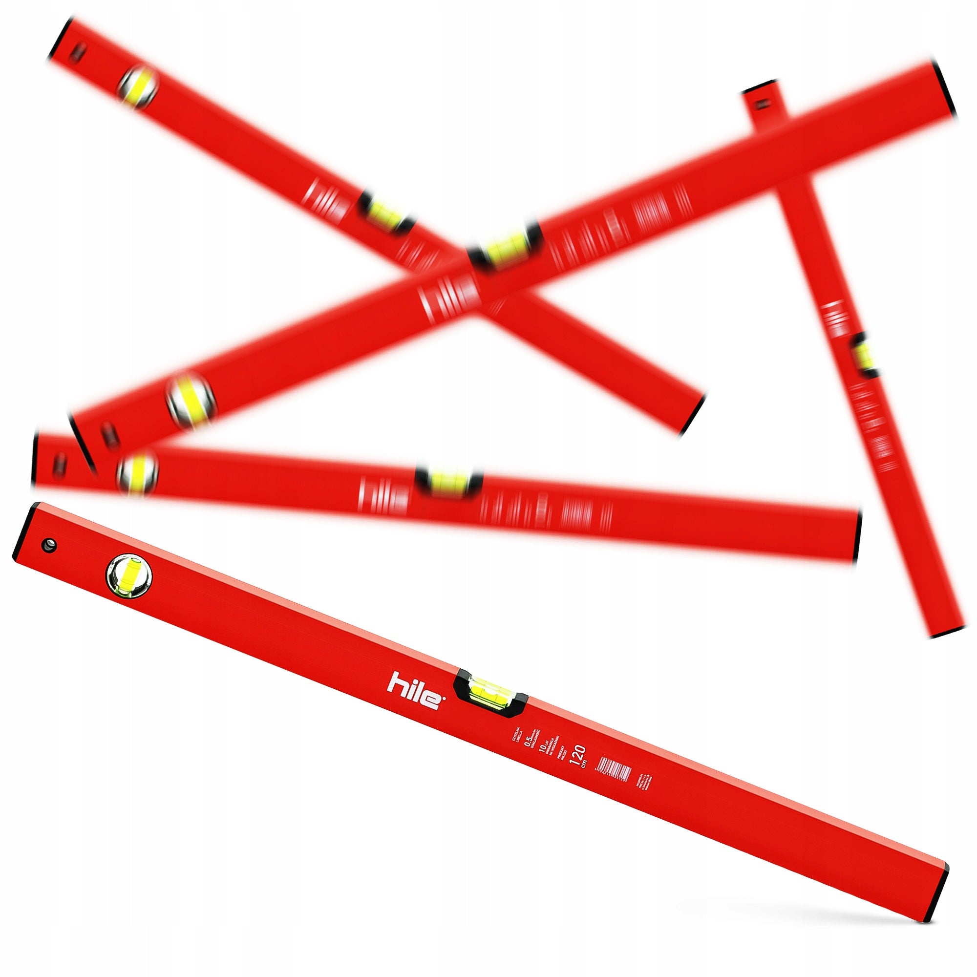Set of levels HILE 50 80 120 150 200 cm PRO aluminum accurate durable Length 2 m
