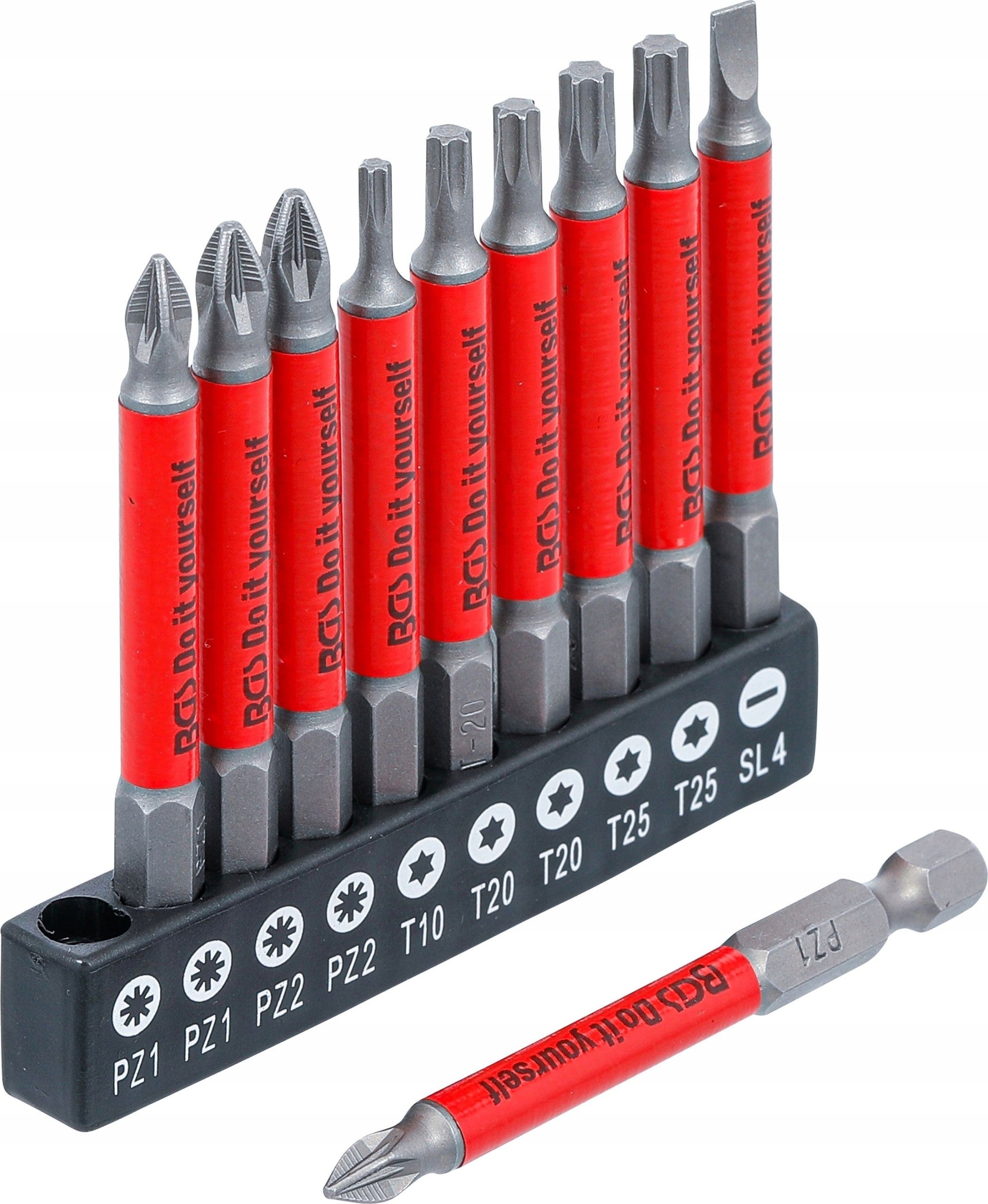 Set of long magnetic bits 70 mm Torx flat cross 10pcs BGS Manufacturer code 4831