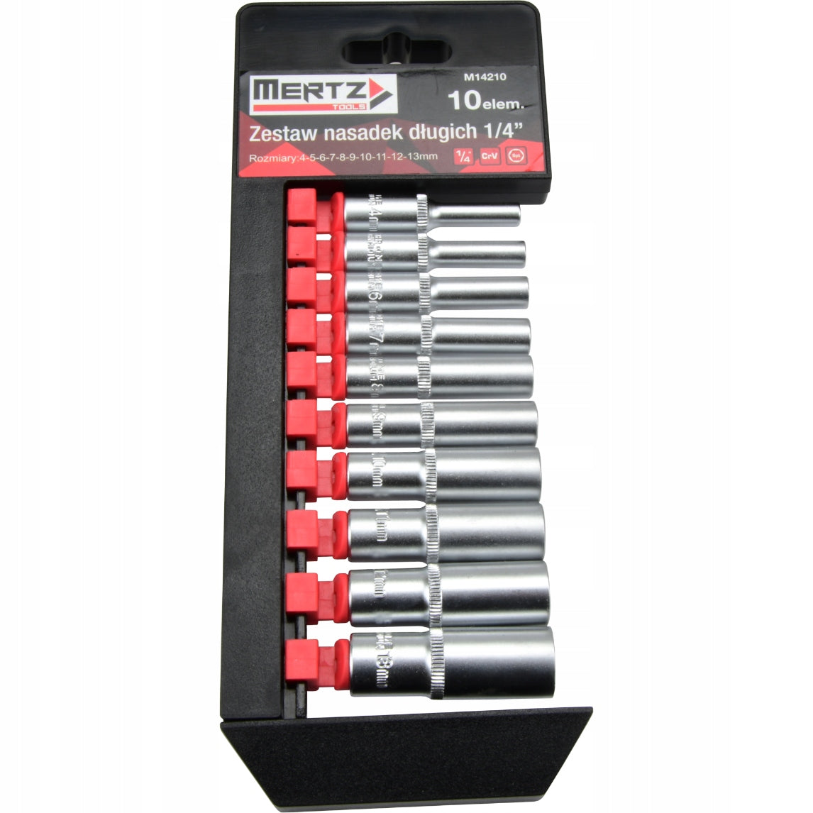 Set of long sockets Mertz socket 1/4" cap 4-13mm 10pcs M14210 Brand Mertz