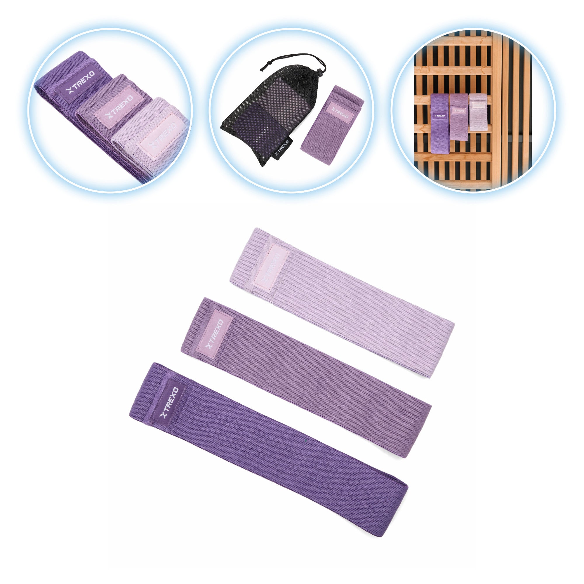 Set of material tapes 3pcs multicolor FOR EXERCISE HIGH QUALITY FITNESS