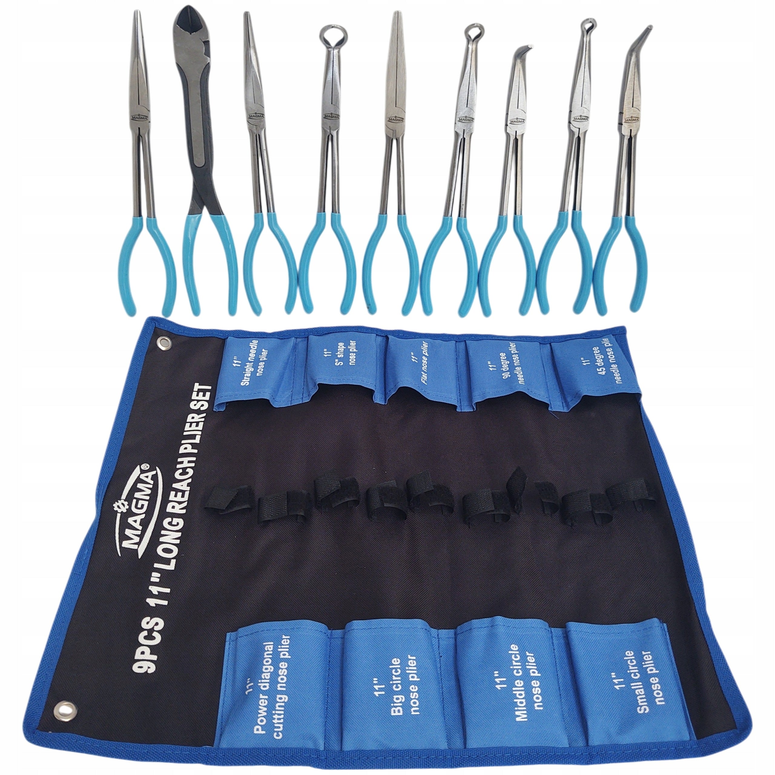 Set of pliers 9 el. long bent straight pliers 280 mm