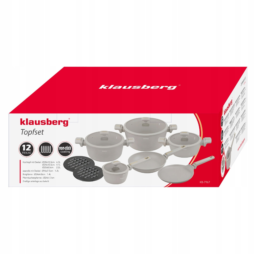 Set of pots 12 el. beige non-stick induction Gas KLAUSBERG KB-7967 Pan Number of items in the set 12