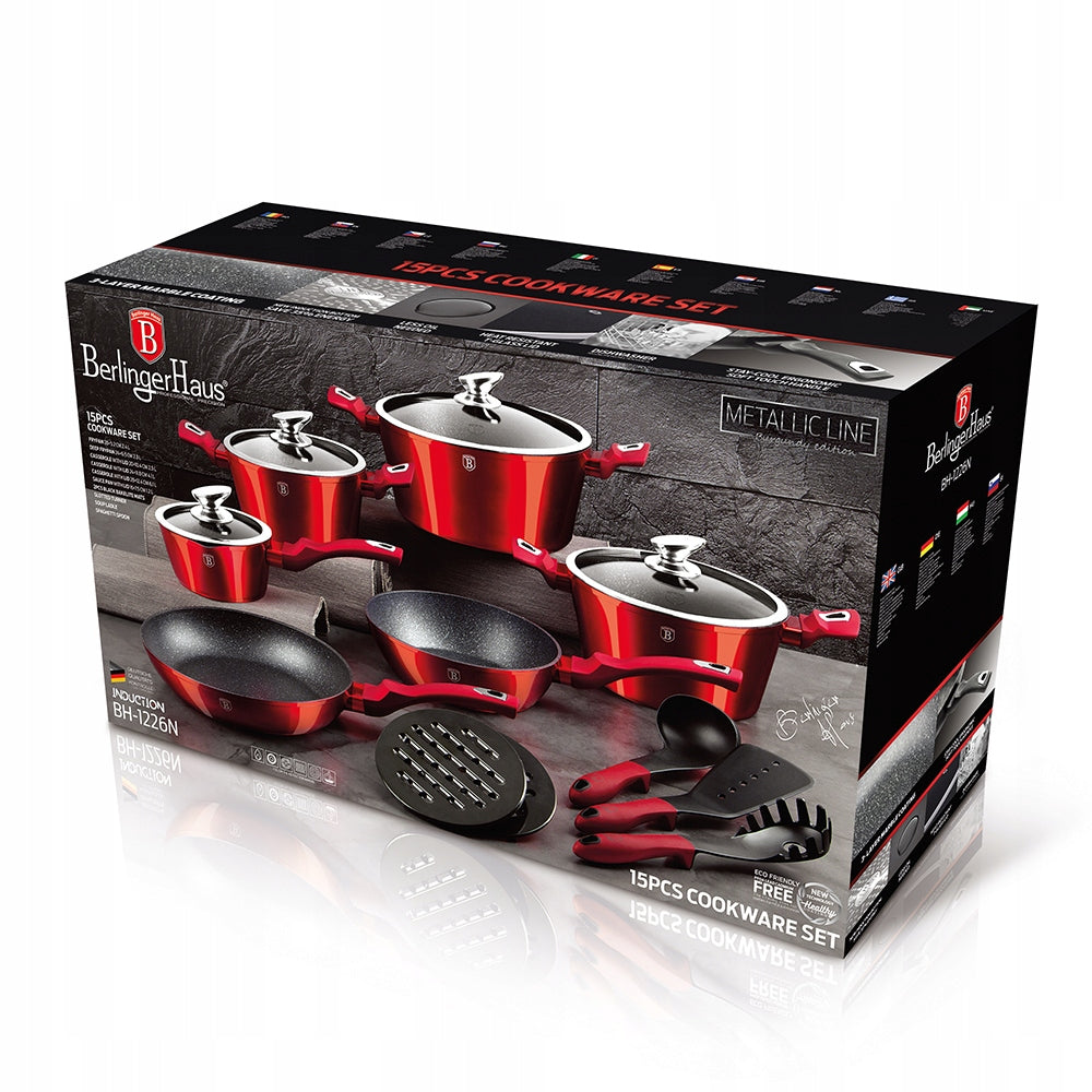 Set of pots 15 el BERLINGER HAUS Burgundy induction + lids BH-1226N Brand Berlinger Haus