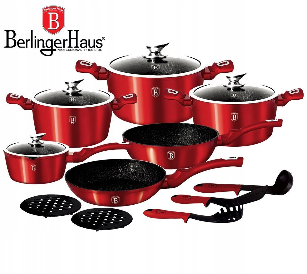 Set of pots 15 el BERLINGER HAUS Burgundy induction + lids BH-1226N