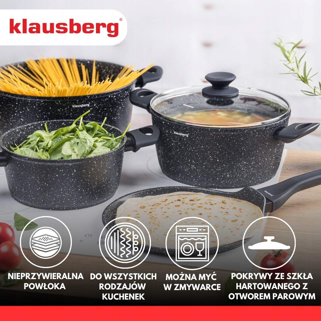 Set of pots 7 el + pan marble induction Gas black Klausberg KB-7962 Brand Klausberg