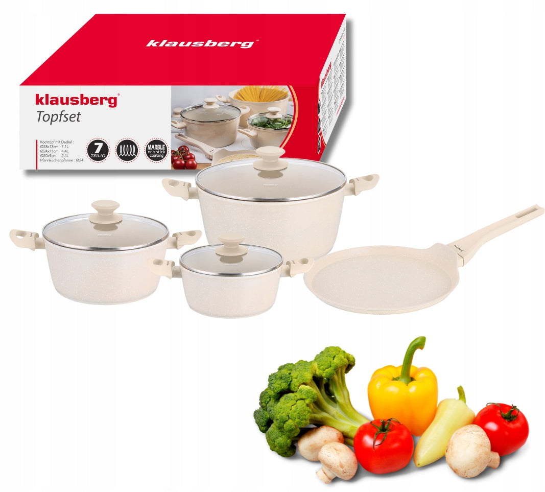 Set of pots 7el. + frying pan 24 cm, beige KLAUSBERG KB-7963 Induction Gas