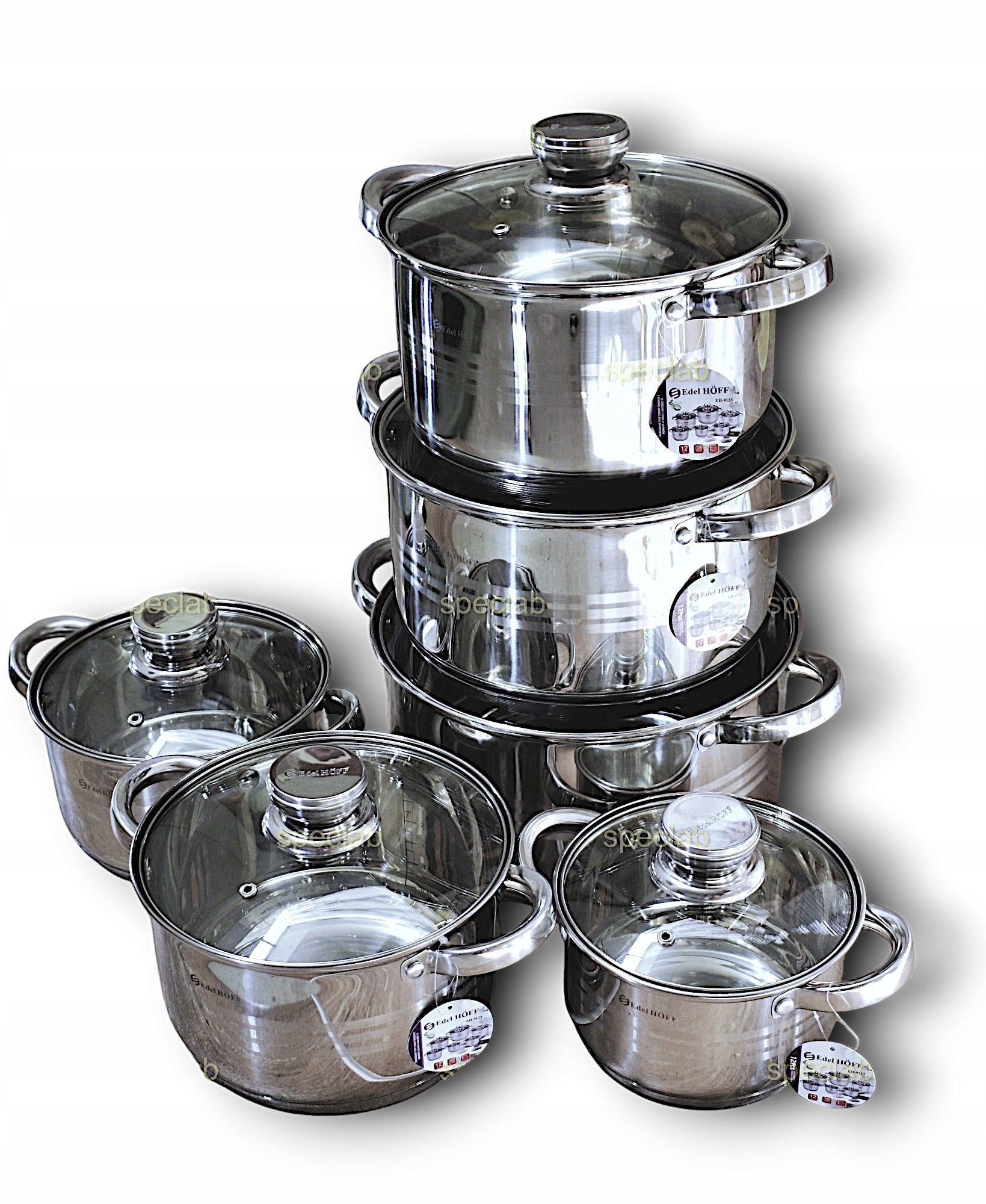 Set of pots Edel-hoff stainless steel 12 el. Brand Edel HOFF