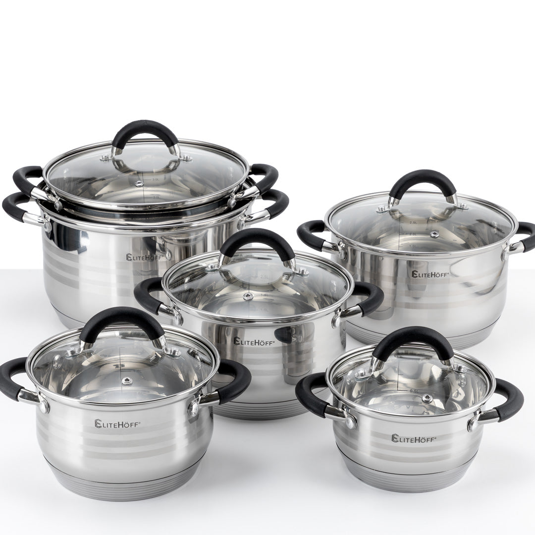 Set of pots Elitehoff PREMIUM stainless steel 12 el. Number of items in the set 12