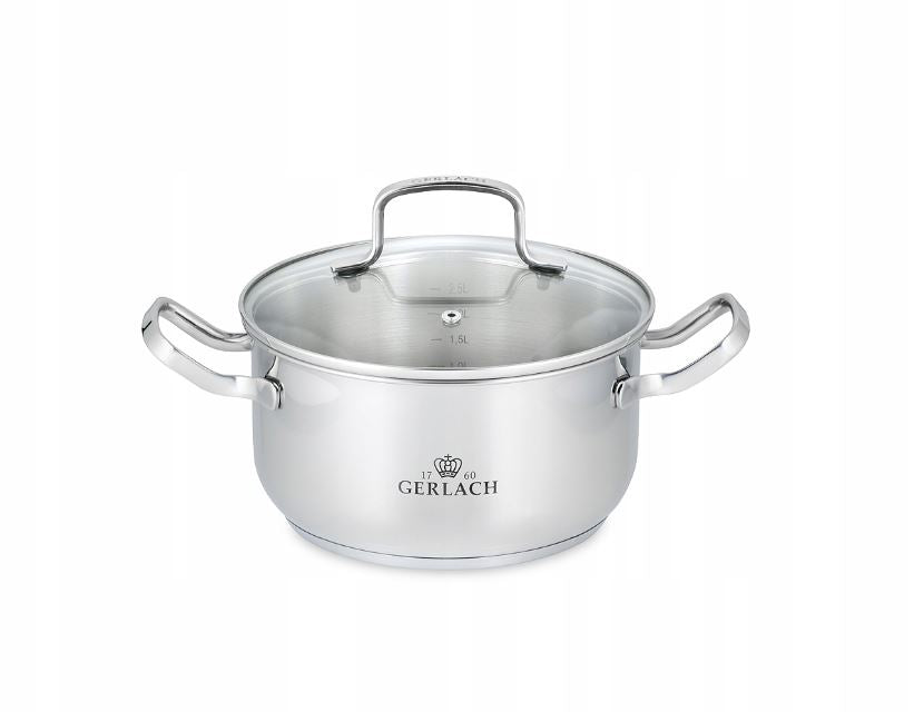Set of pots GERLACH Simple 9 element NK 332 Steel Induction Steamed Gas Brand Gerlach