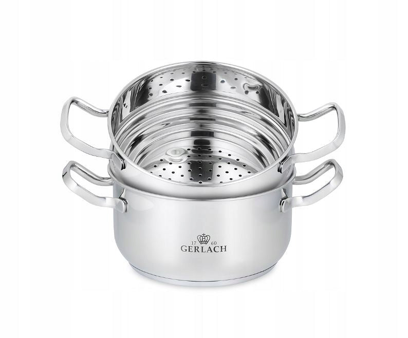 Set of pots GERLACH Simple 9 element NK 332 Steel Induction Steamed Gas Color gray