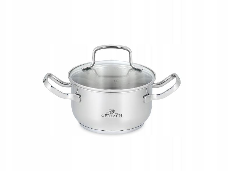 Set of pots GERLACH Simple 9 element NK 332 Steel Induction Steamed Gas Line Simple