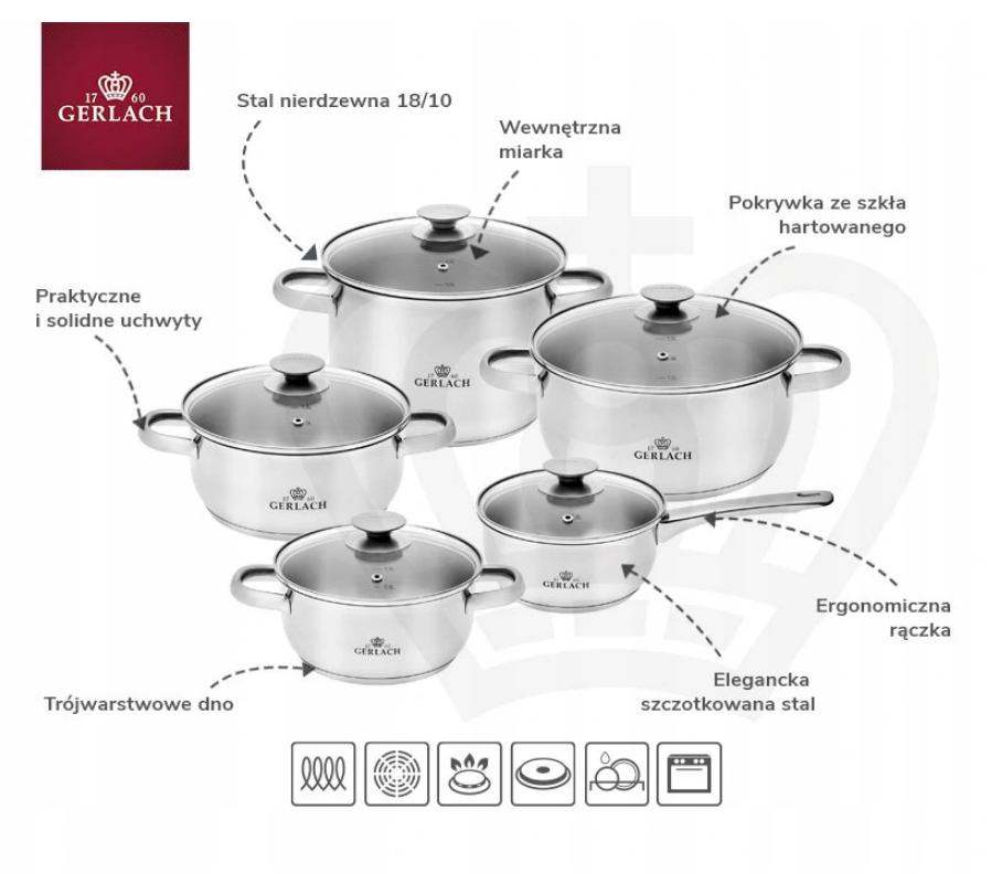 Set of pots Gerlach First stainless steel 6 el. Color silver