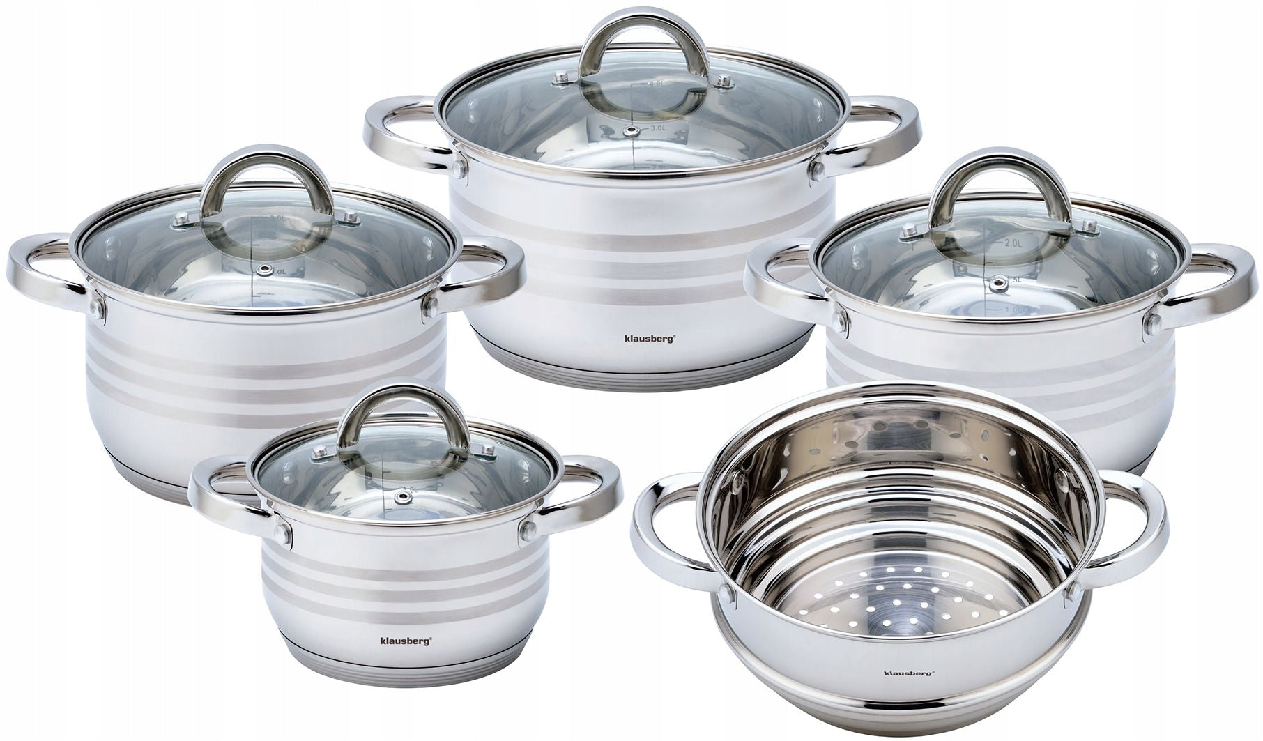 Set of pots, Ø16/18/20/22/20cm, steel Klausberg