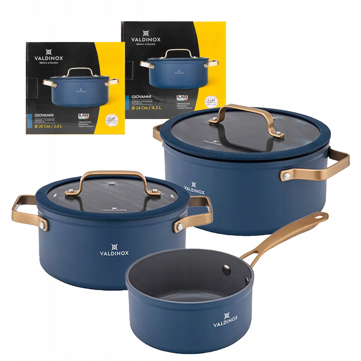 Set of pots PREMIUM non-stick induction Valdinox Giovanni 16/20/24