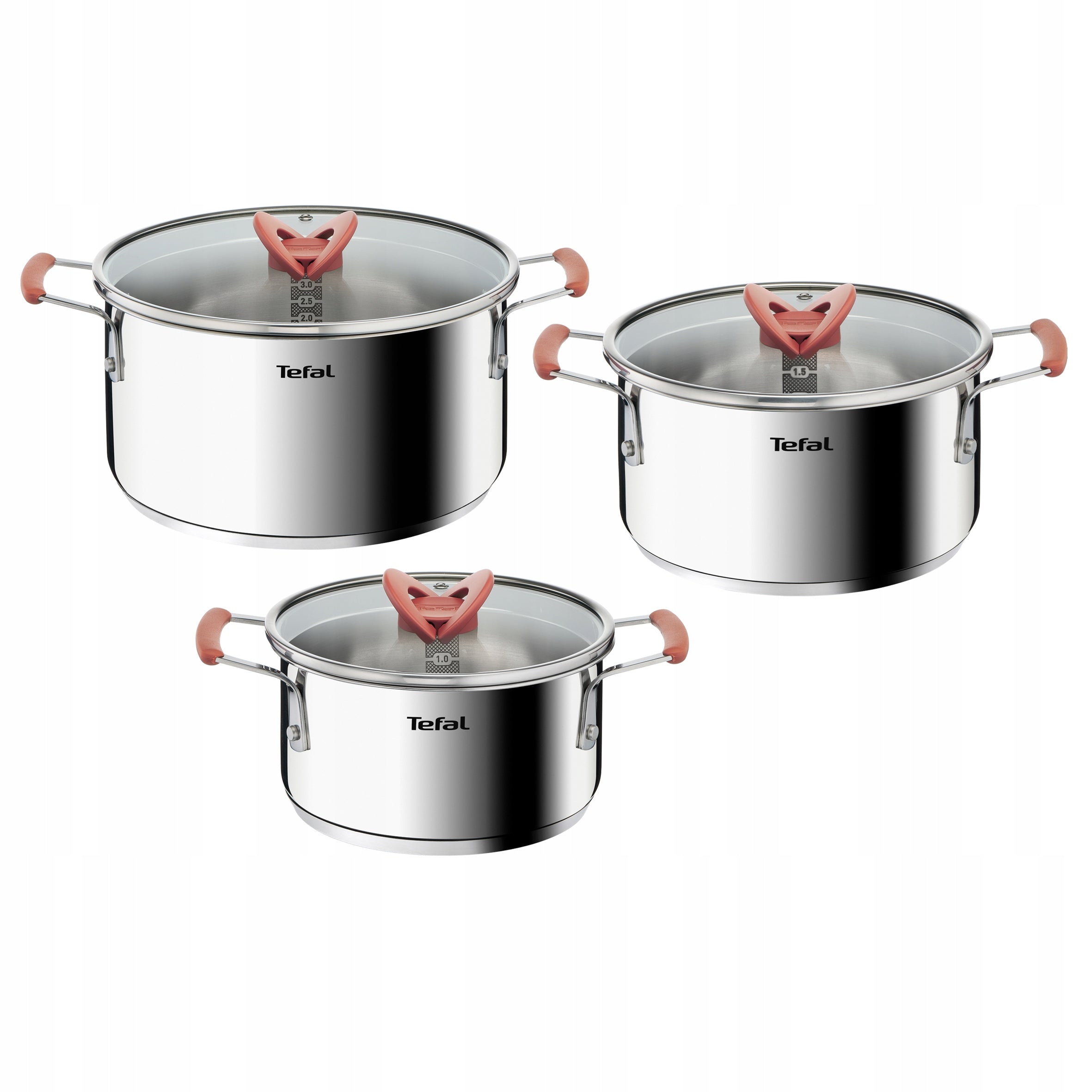Set of pots Tefal Opti'Space stainless steel 6 el.