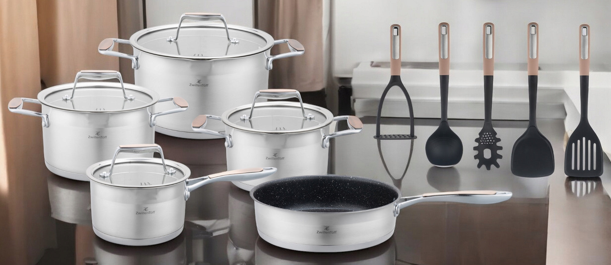 Set of pots ZWILLENTÖFF stainless steel 304 16 elements PAN 33252 Brand ZwillenTöff