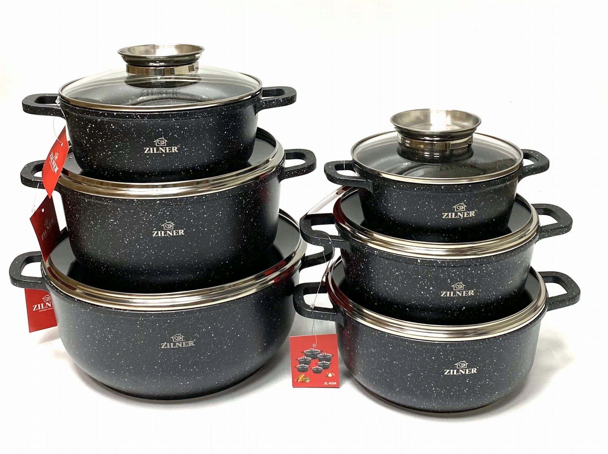 Set of pots Zilner aluminium 12 el. Manufacturer code ZL-8526