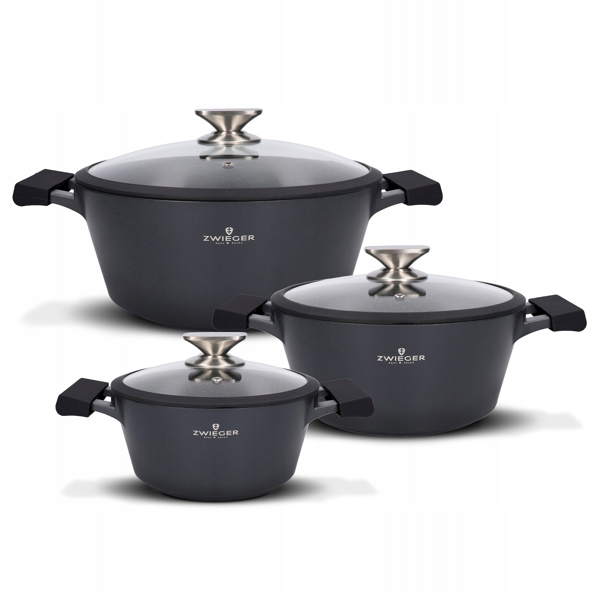 Set of pots Zwieger BLACK STONE aluminum black 6 el. Manufacturer code ZW-ZGBS-5836