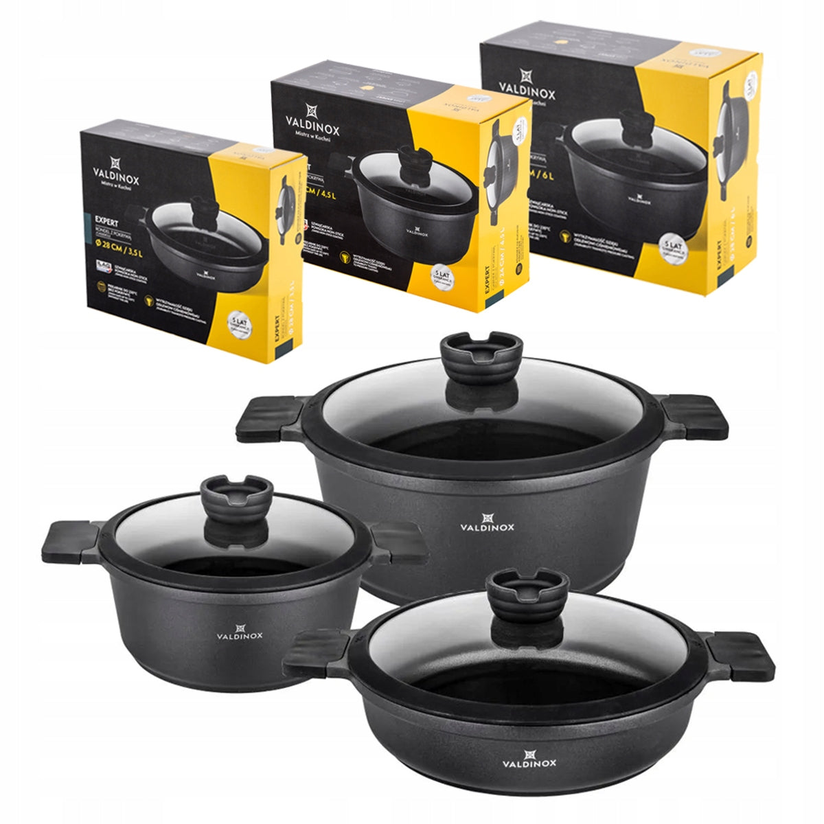 Set of pots induction non-stick gas Valdinox Expert 3,5/4,5/6 l