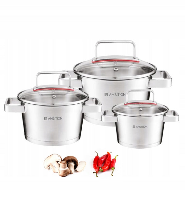Set of pots with lids Ambition Selection 68724 6 el. gas induction