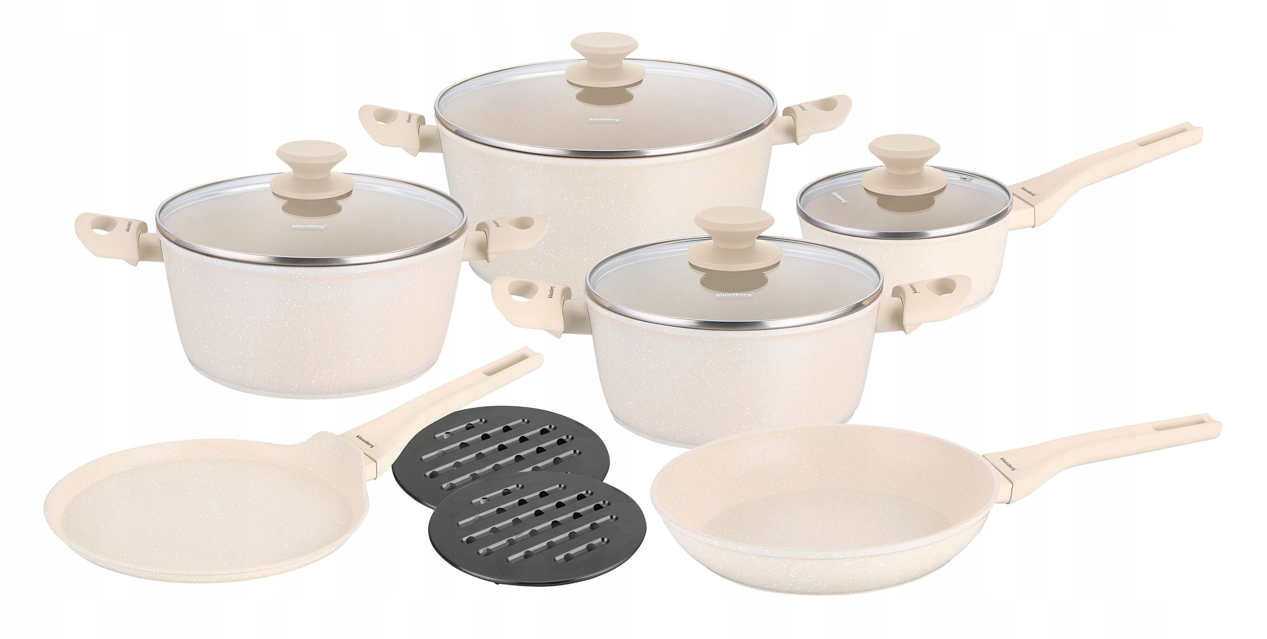 Set of pots with marbled non-stick coating 12-ele