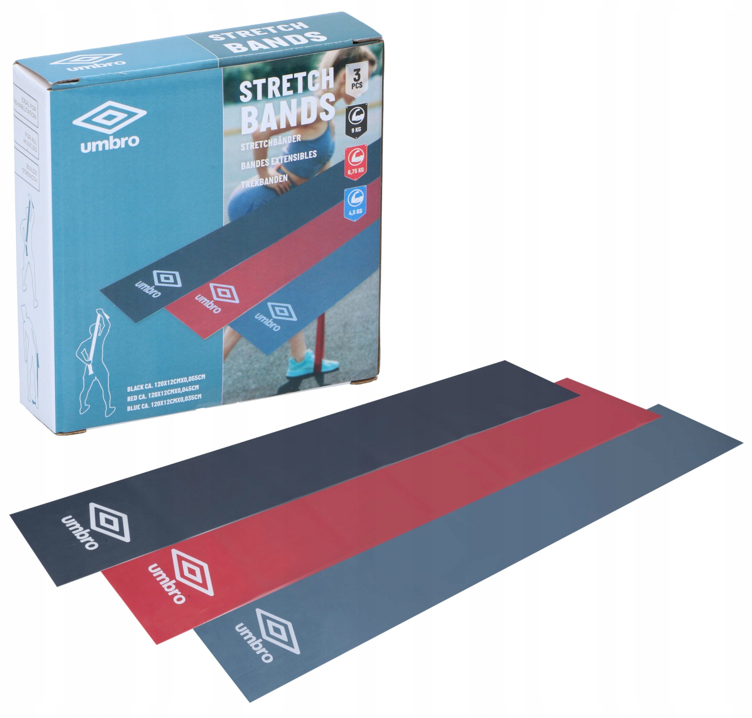 Set of resistance bands for rehabilitation fitness exercises UMBRO 3el