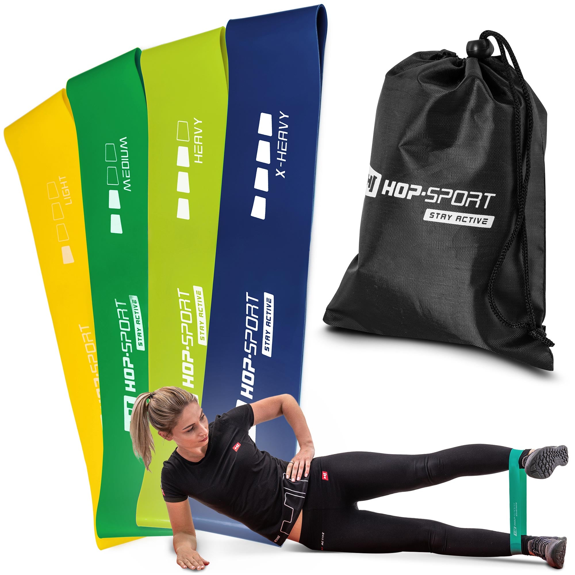 Set of resistance bands rubber for exercise hip bands stretching durable+bag