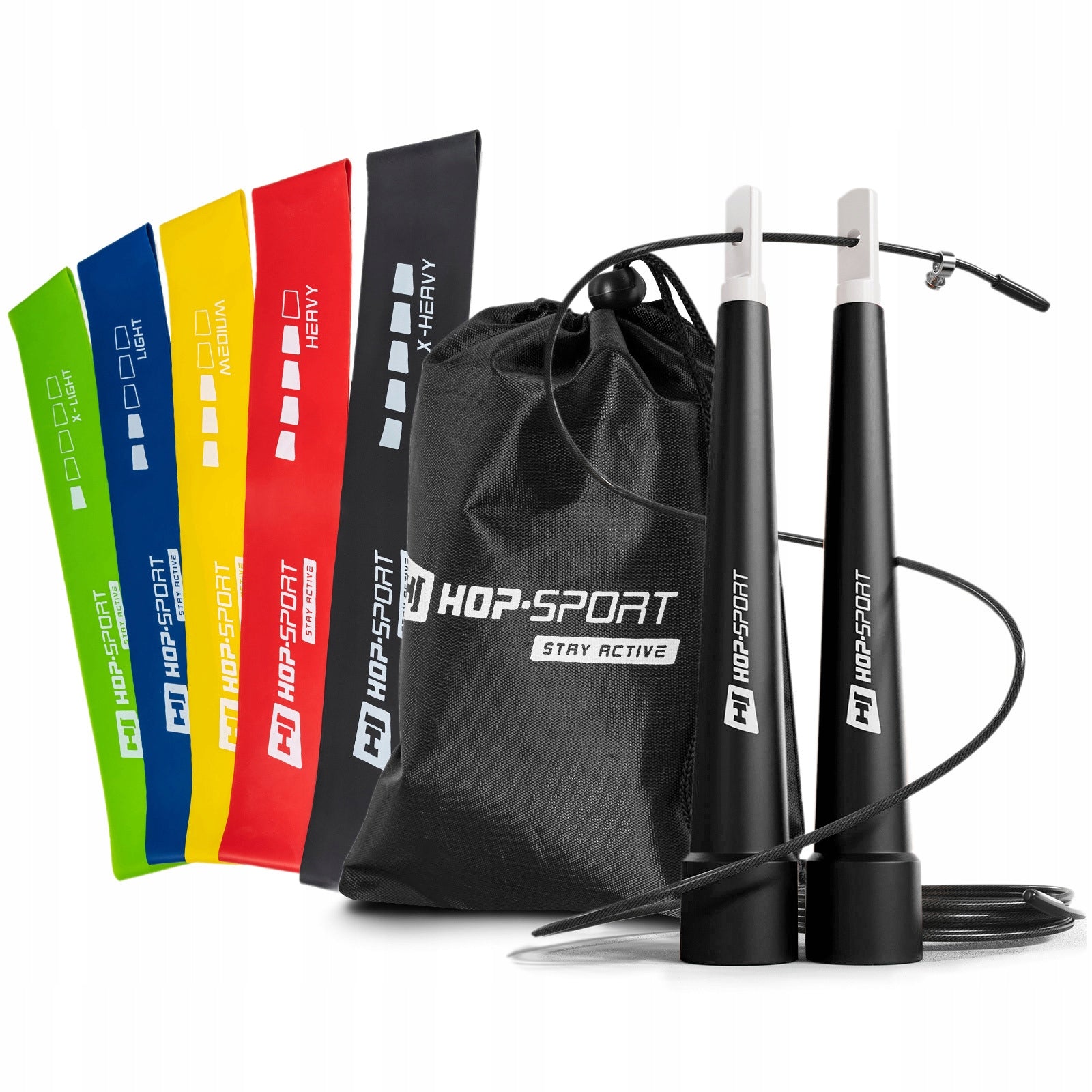 Set of resistance bands rubber for exercise with skipping rope for exercise pouch freebie