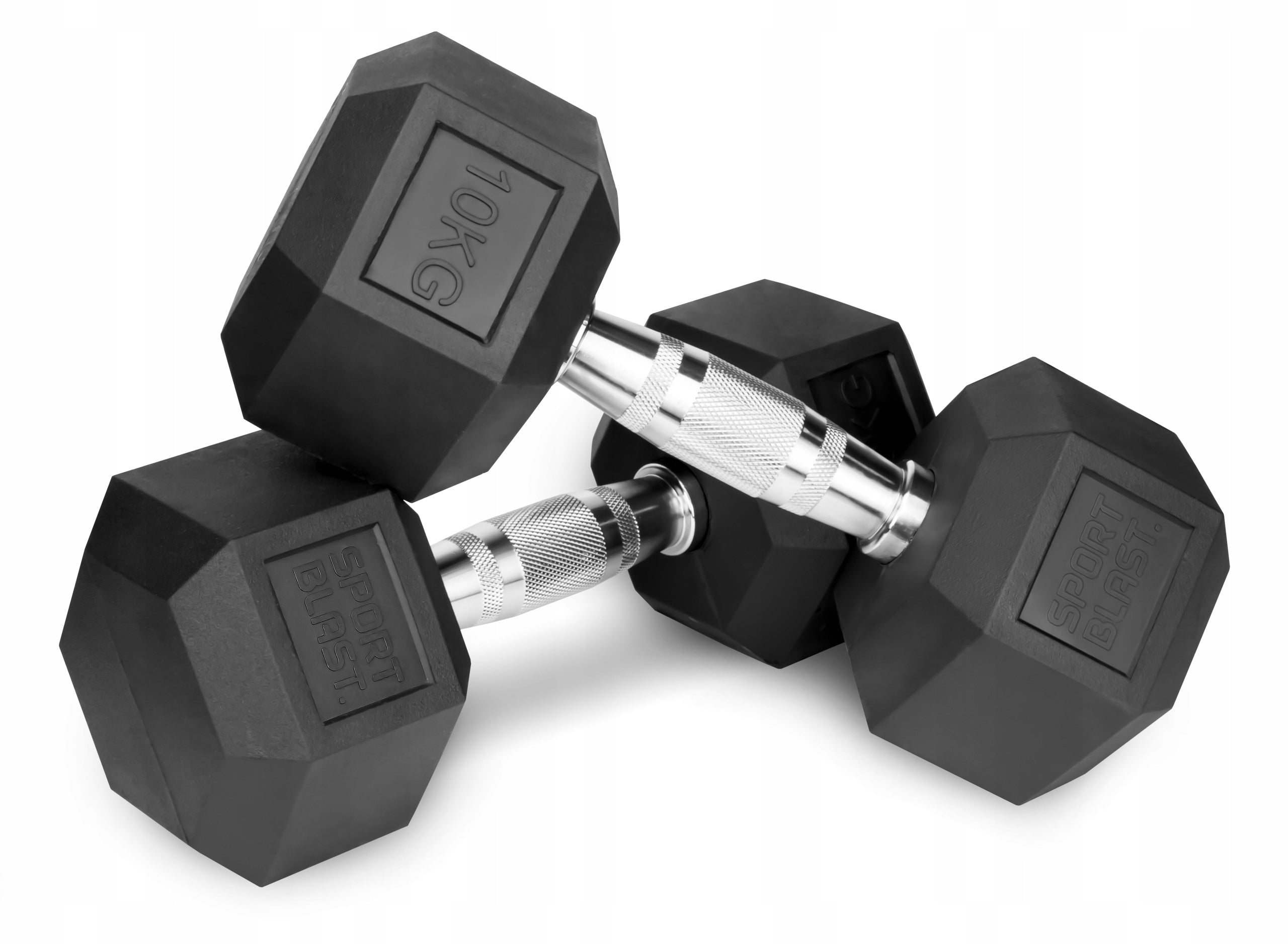 Set of rubberized hex dumbbells 2x1kg - 2x10kg with stand SOLID 110kg Kind coated/rubberized