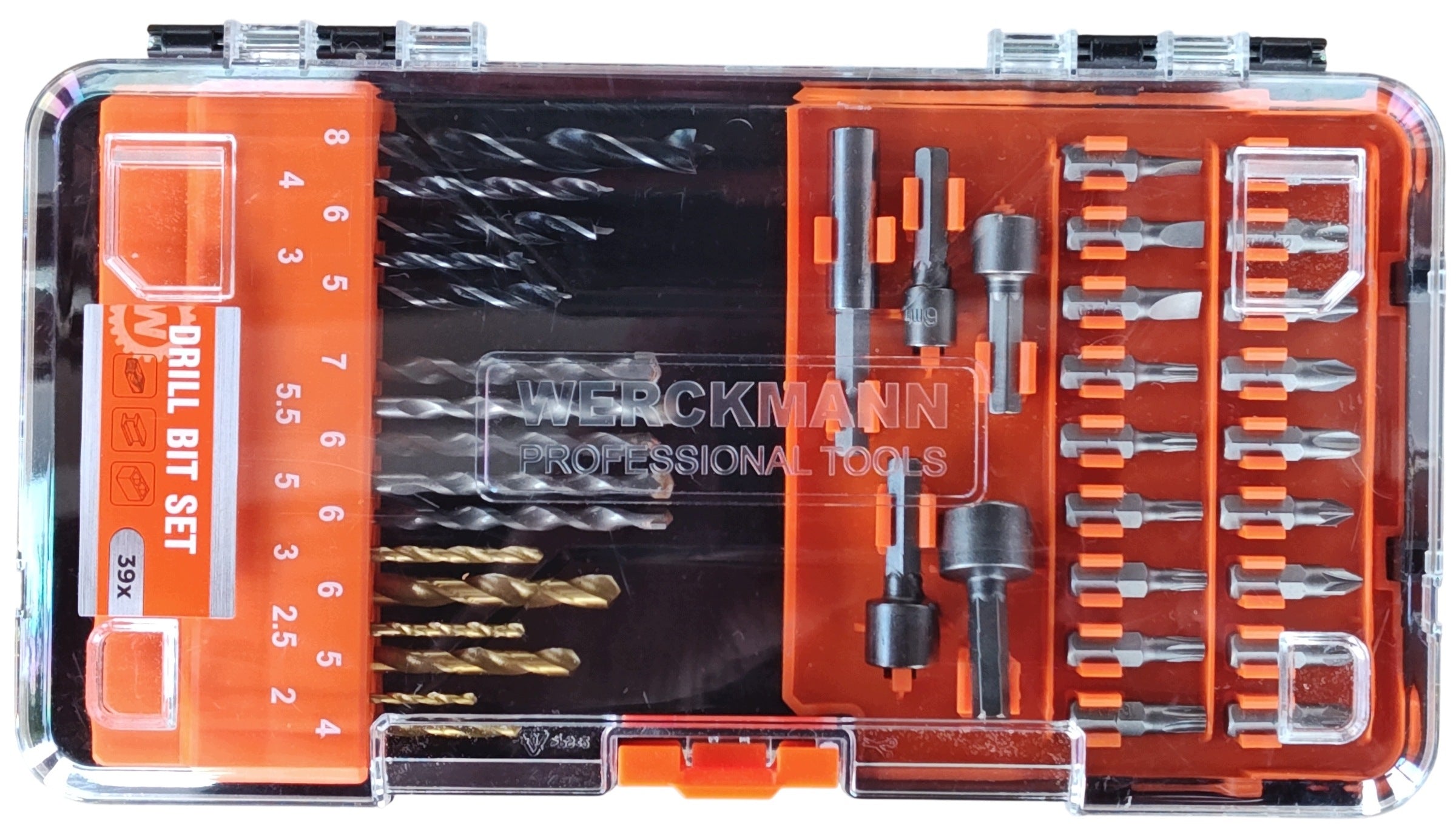 Set of socket bits and drills Werckmann 39 elements in the organizer