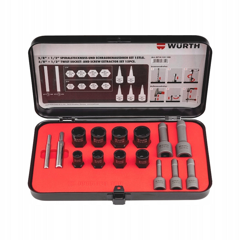 Set of sockets and twisters Würth 15 pcs.